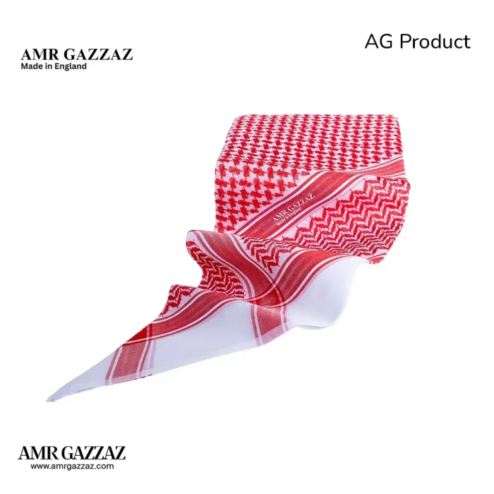شماغ عمرو قزاز أحمر أبيض كلاسيك رجالي فاخر جديد 2026 RED 9/6 - Image 2