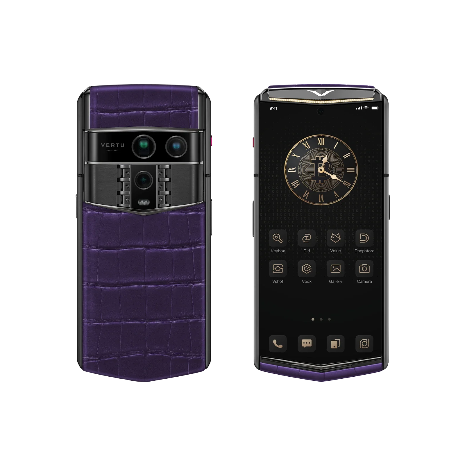 agent-q-bespoke-alligator-skin-grape-purple-front-back-4 جوال فيرتو ايجنت كيو مخصص جلد التمساح بنفسجي عنابي ذهبي I - Image 1